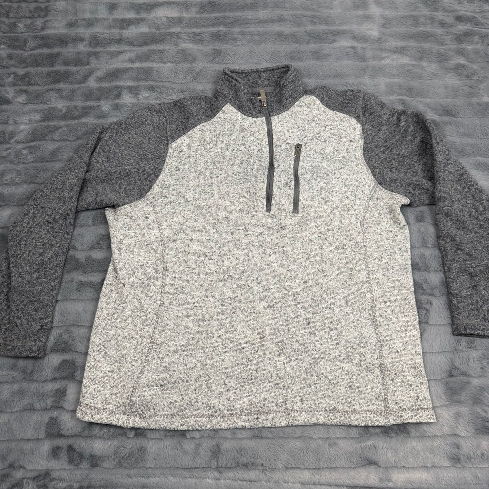 Woolrich Mens Large Grey Quarter Zip Sweater Fleece Pullover Chest Pocket 13319